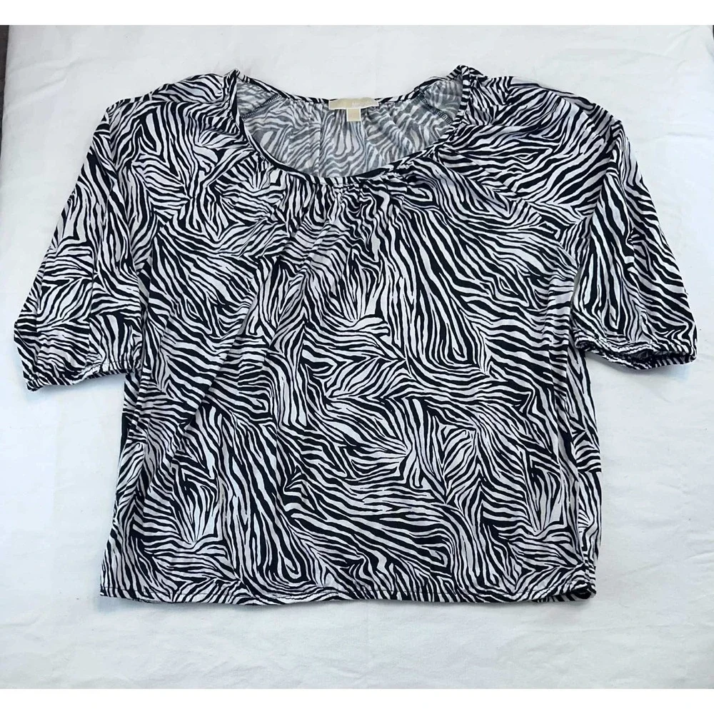 Michael Michael Kors Zebra Print Top Plus Size 2X Modal‎ Cotton Blouse